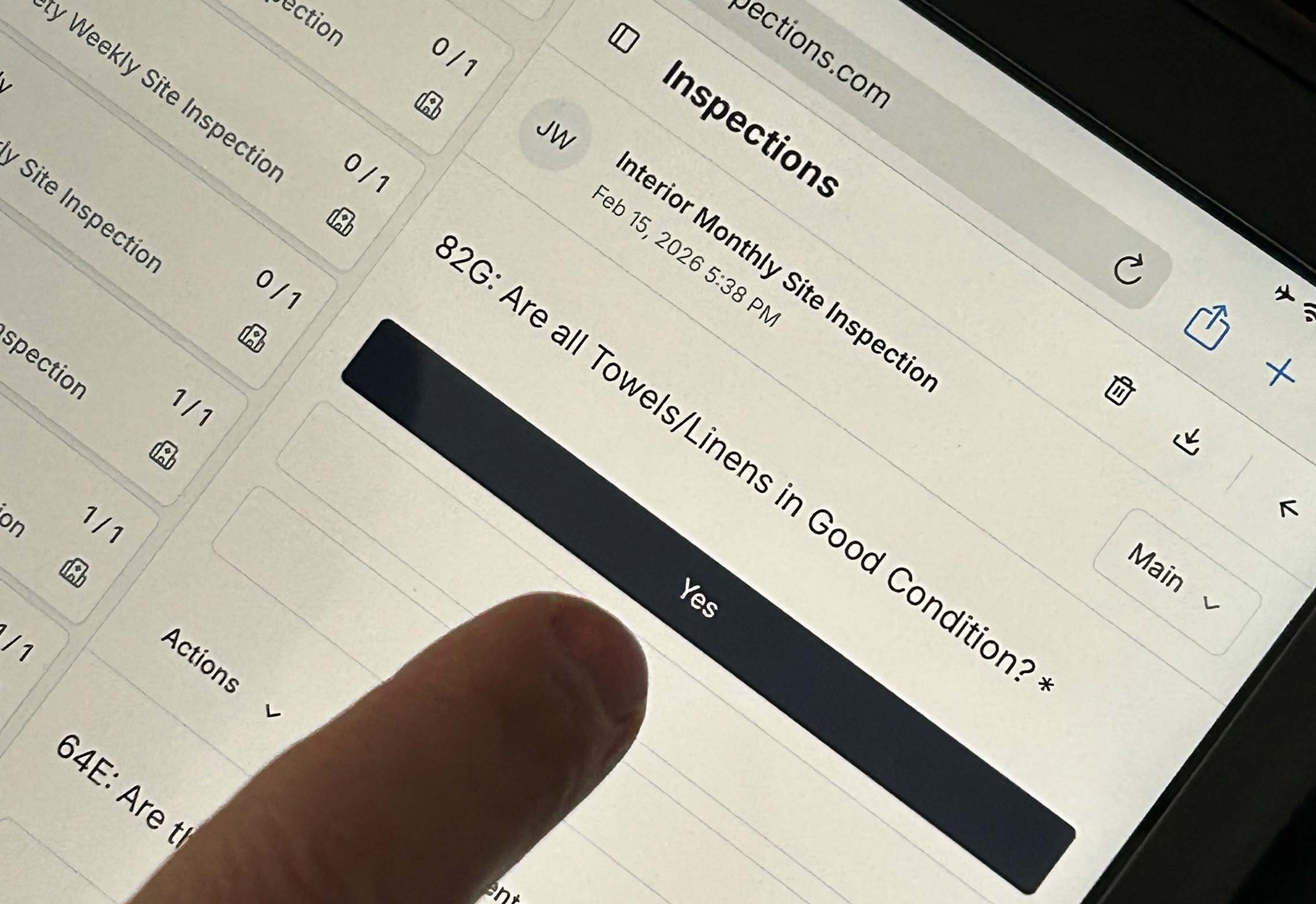 A digital inspection checklist